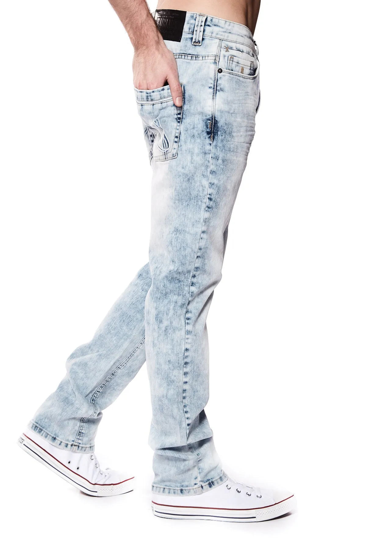 5 Pocket Straight Fit Jeans - Light Indigo Acid Wash