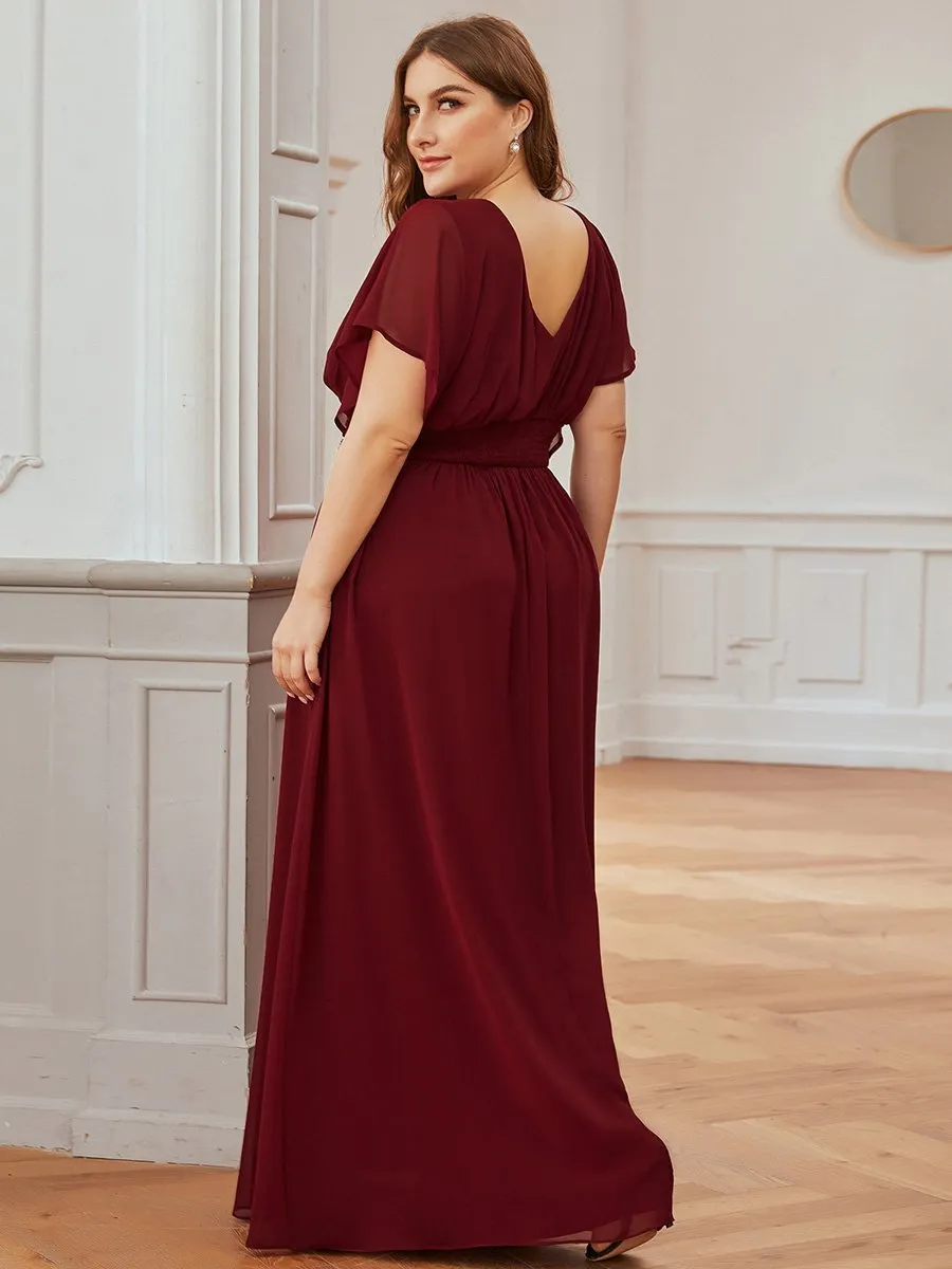 A-Line Empire Waist Chiffon Plus Size Wholesale Evening Party Dress