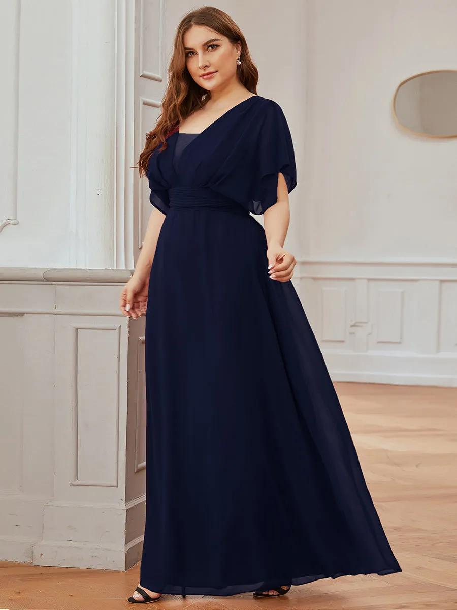 A-Line Empire Waist Chiffon Plus Size Wholesale Evening Party Dress