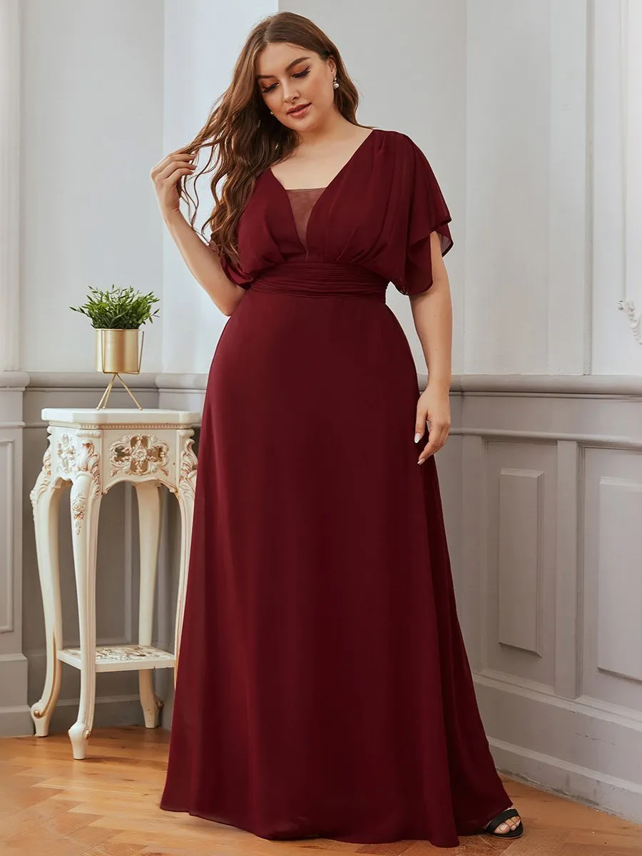 A-Line Empire Waist Chiffon Plus Size Wholesale Evening Party Dress