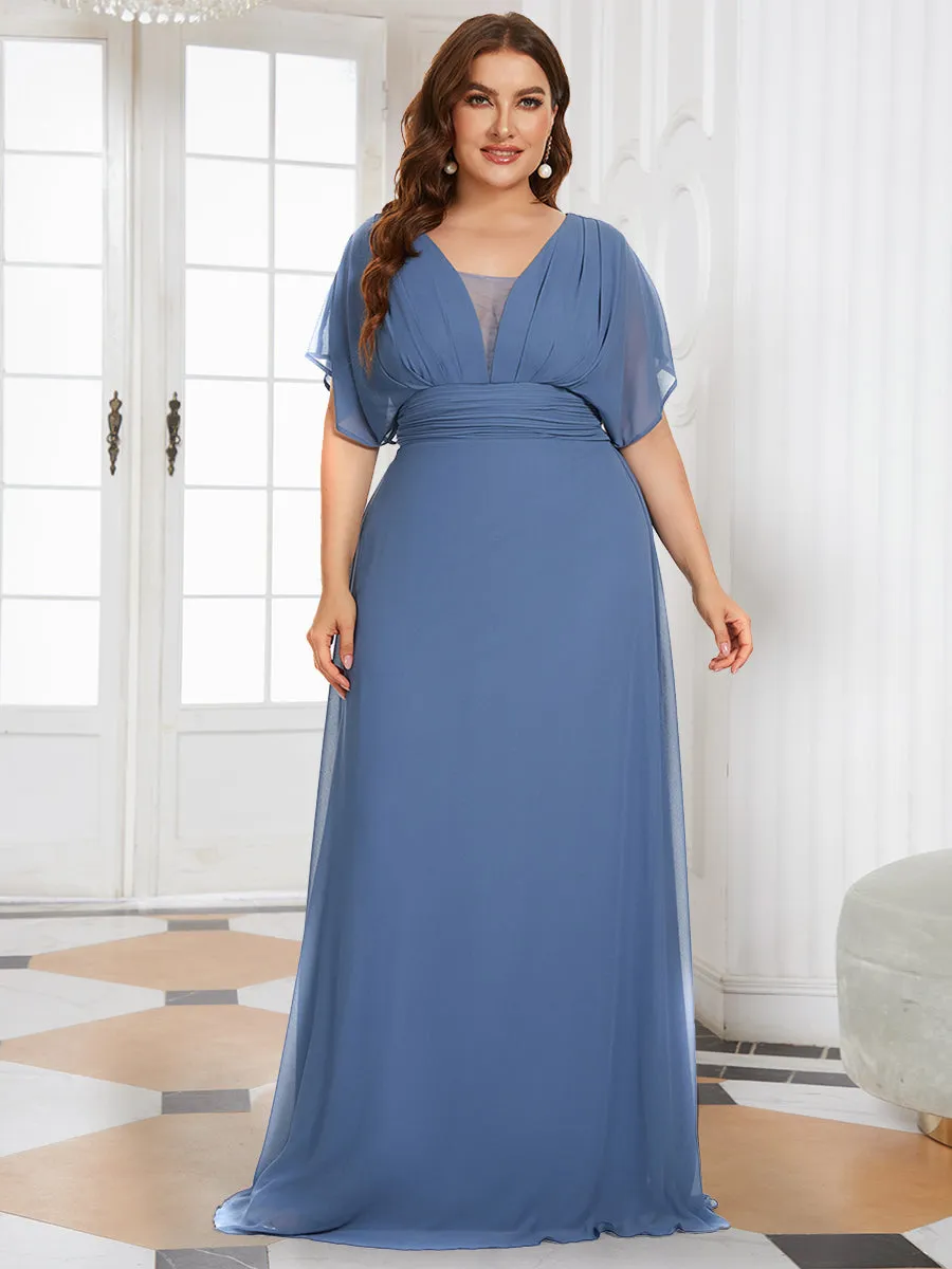 A-Line Empire Waist Chiffon Plus Size Wholesale Evening Party Dress