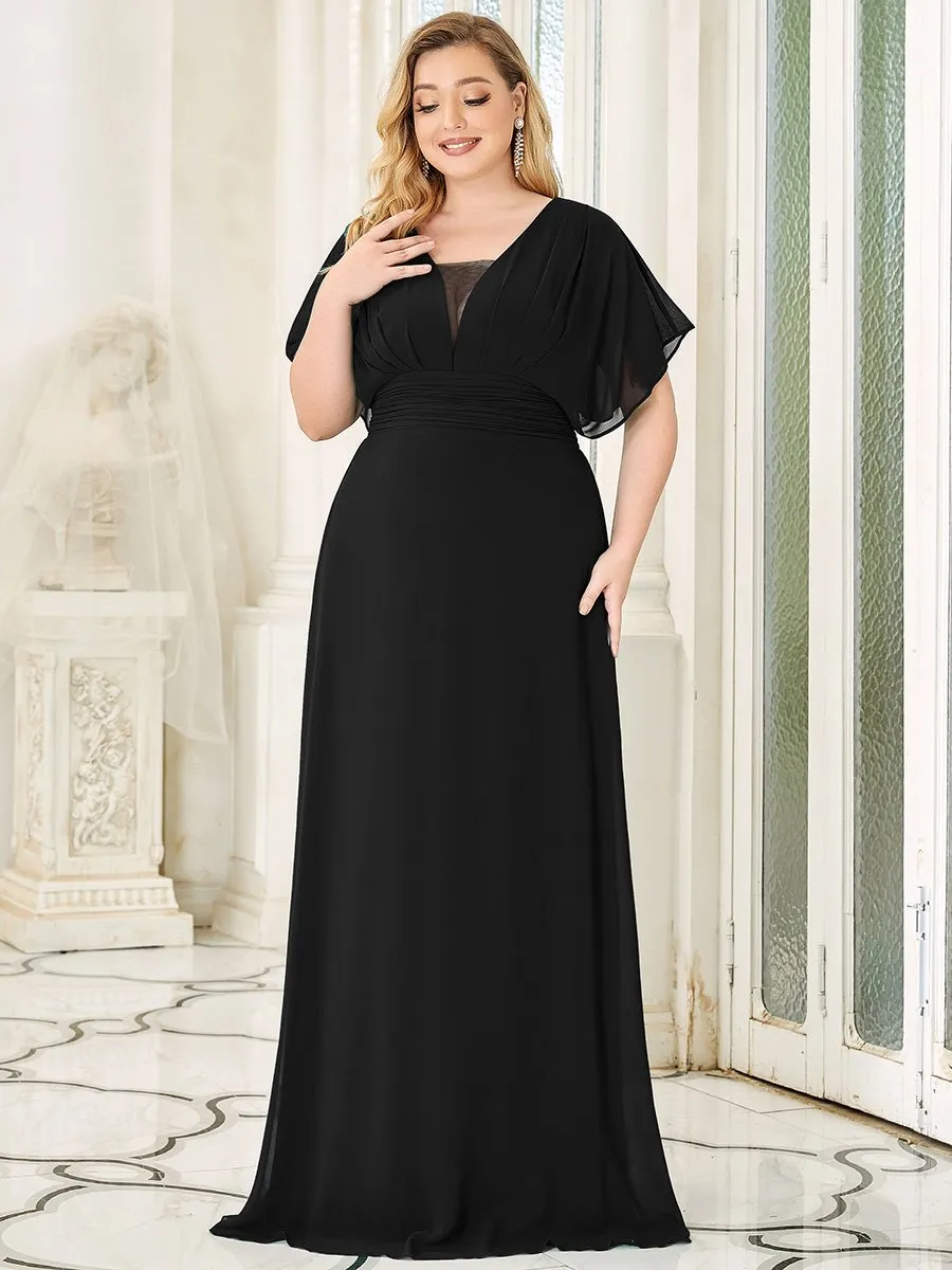 A-Line Empire Waist Chiffon Plus Size Wholesale Evening Party Dress