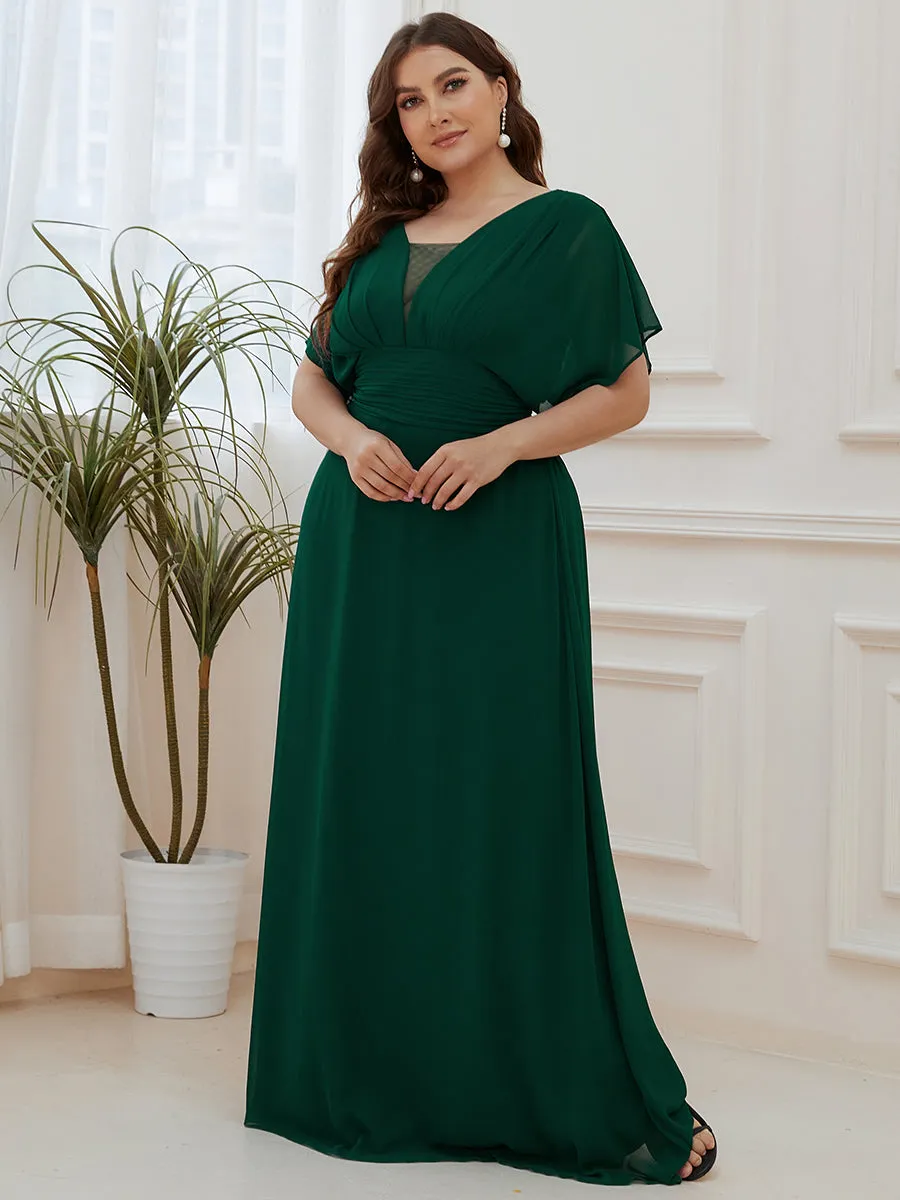 A-Line Empire Waist Chiffon Plus Size Wholesale Evening Party Dress