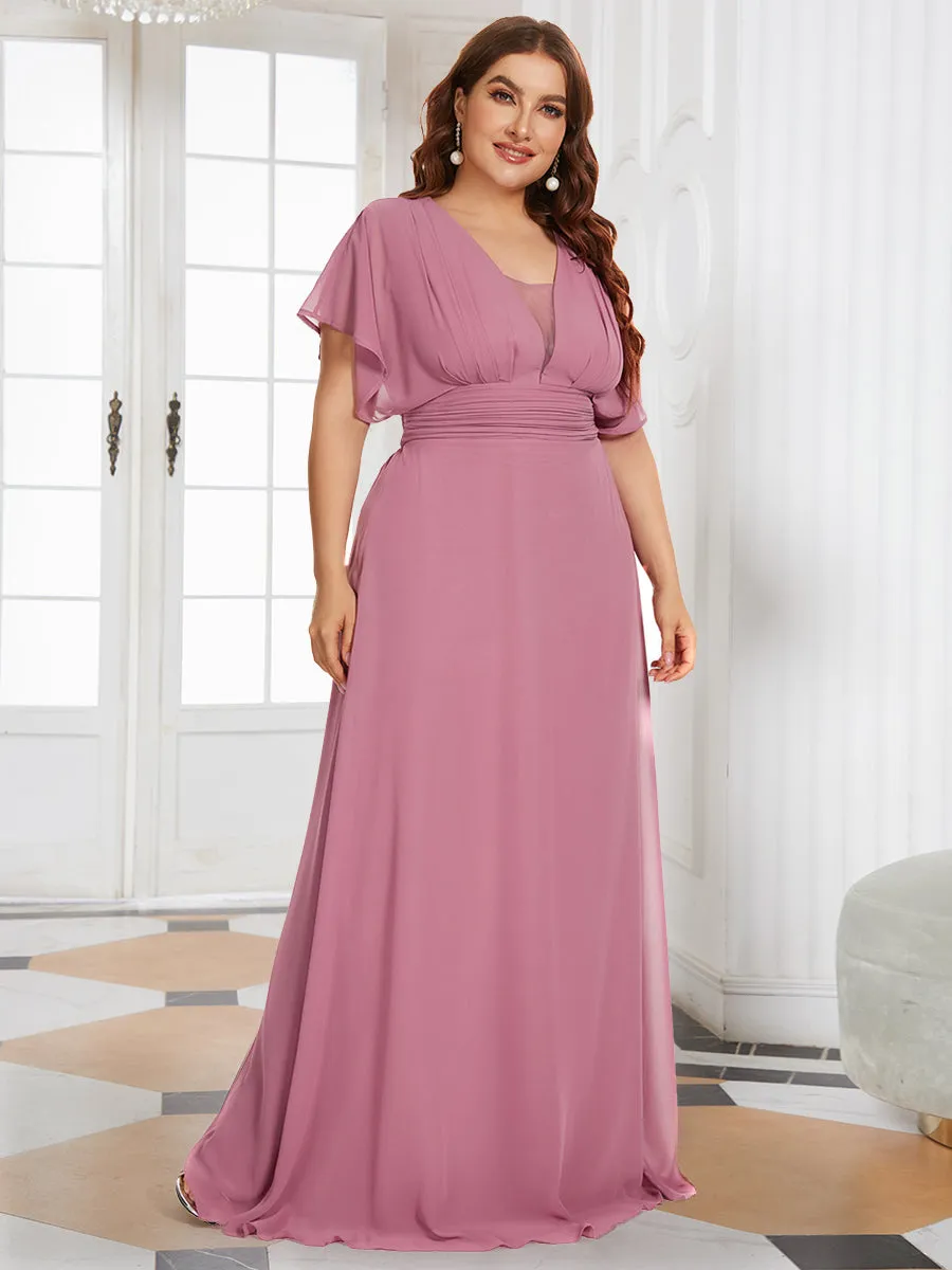 A-Line Empire Waist Chiffon Plus Size Wholesale Evening Party Dress