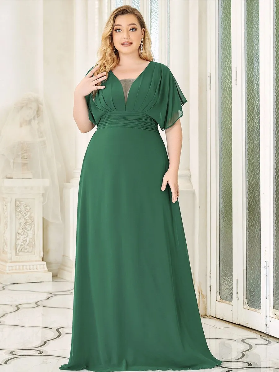 A-Line Empire Waist Chiffon Plus Size Wholesale Evening Party Dress