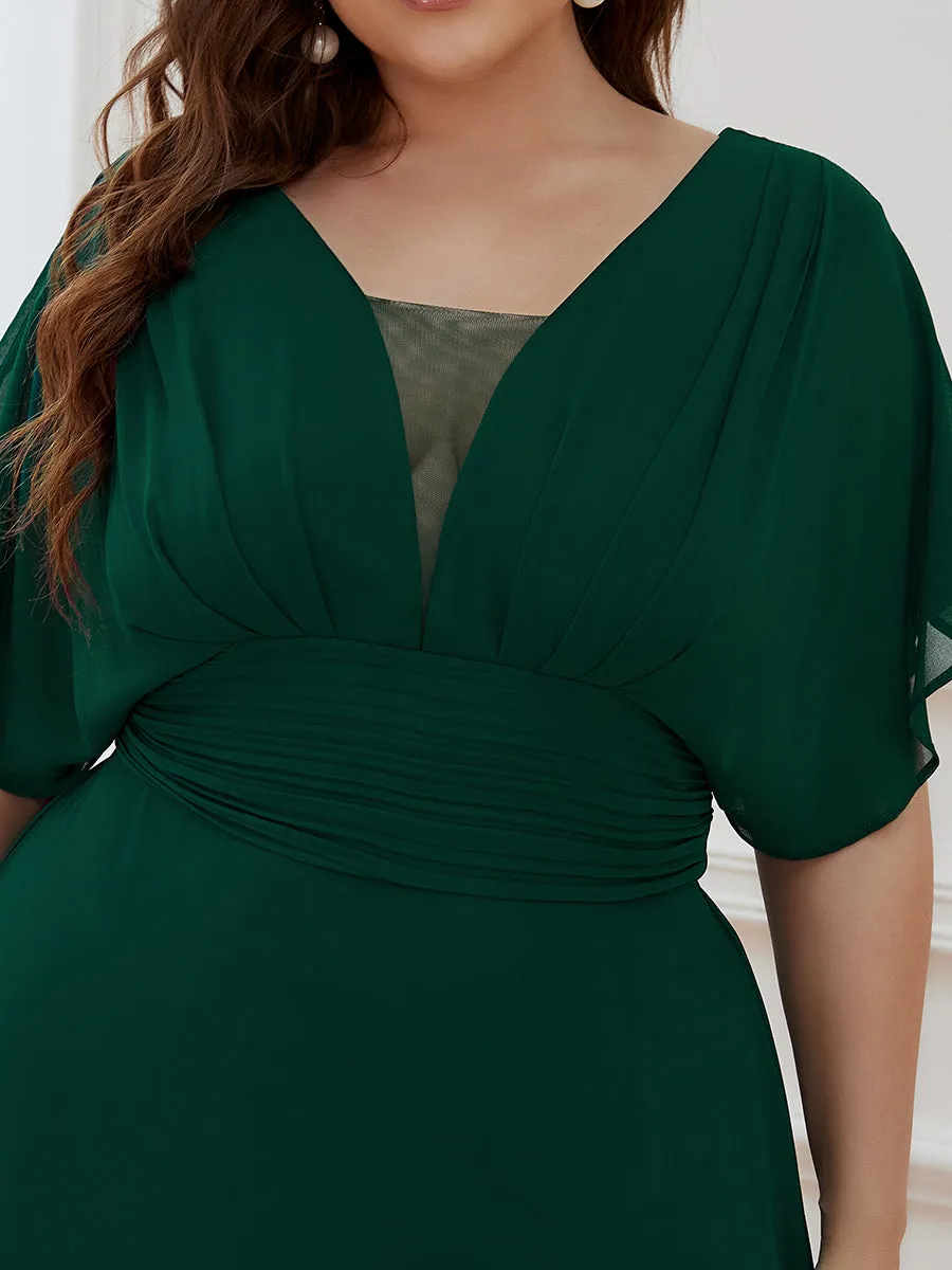 A-Line Empire Waist Chiffon Plus Size Wholesale Evening Party Dress