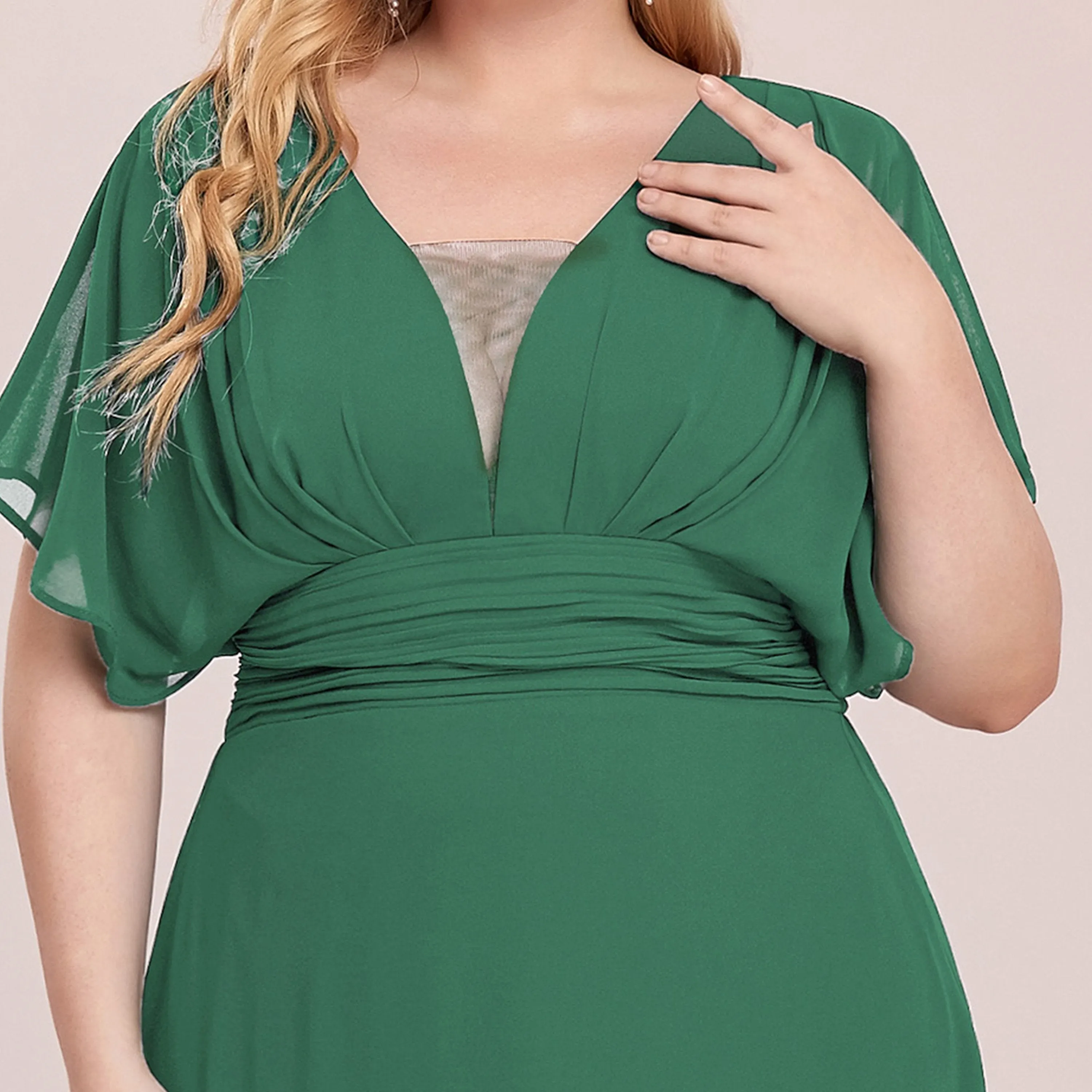 A-Line Empire Waist Chiffon Plus Size Wholesale Evening Party Dress