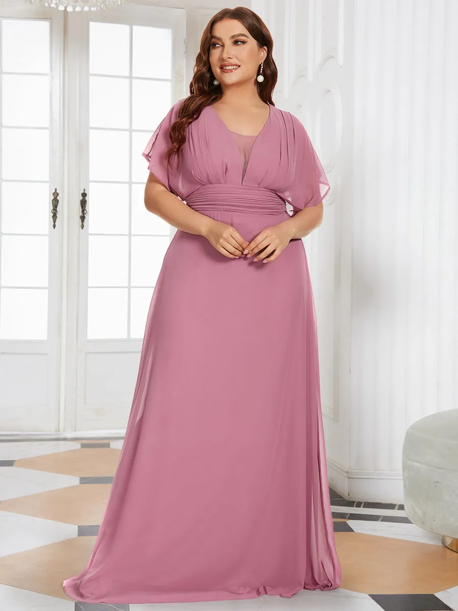 A-Line Empire Waist Chiffon Plus Size Wholesale Evening Party Dress