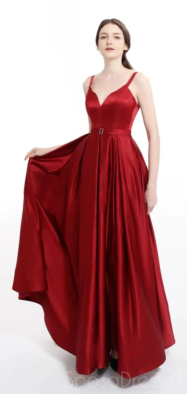 A-line Sleeveless V Neck Side Slit Prom Dresses, Sweet 16 Prom Dresses, 12440