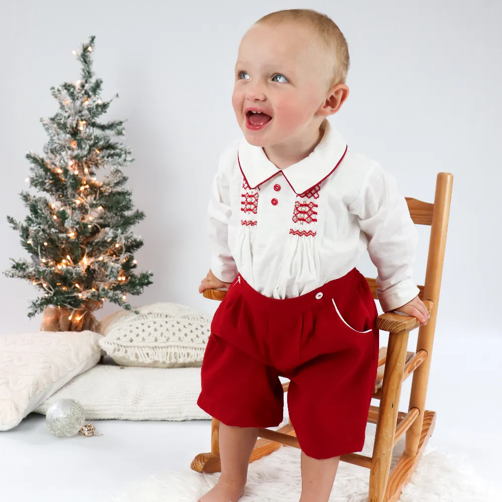 AW Pretty Originals Boys Red Christmas Shorts Set