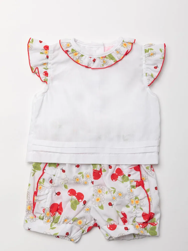 Baby Girls 2pc Top & Shorts Set- Cherry (0-9 Months) (PK6) W22044