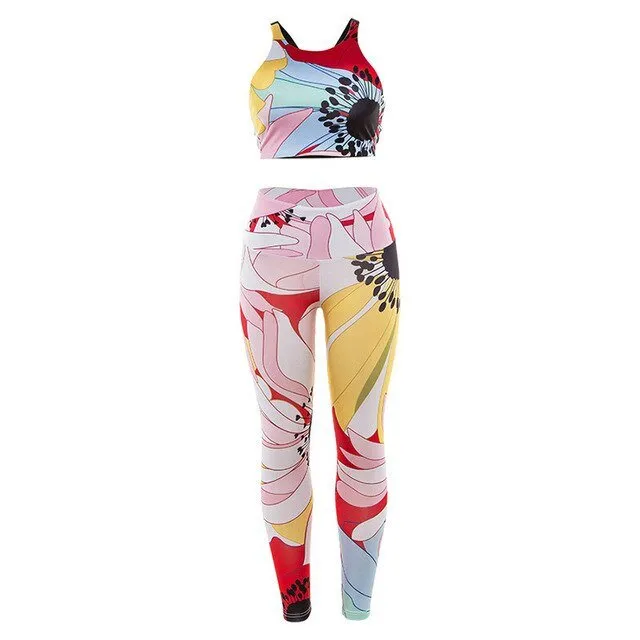 Backless Yoga Set Sport Set Women Print