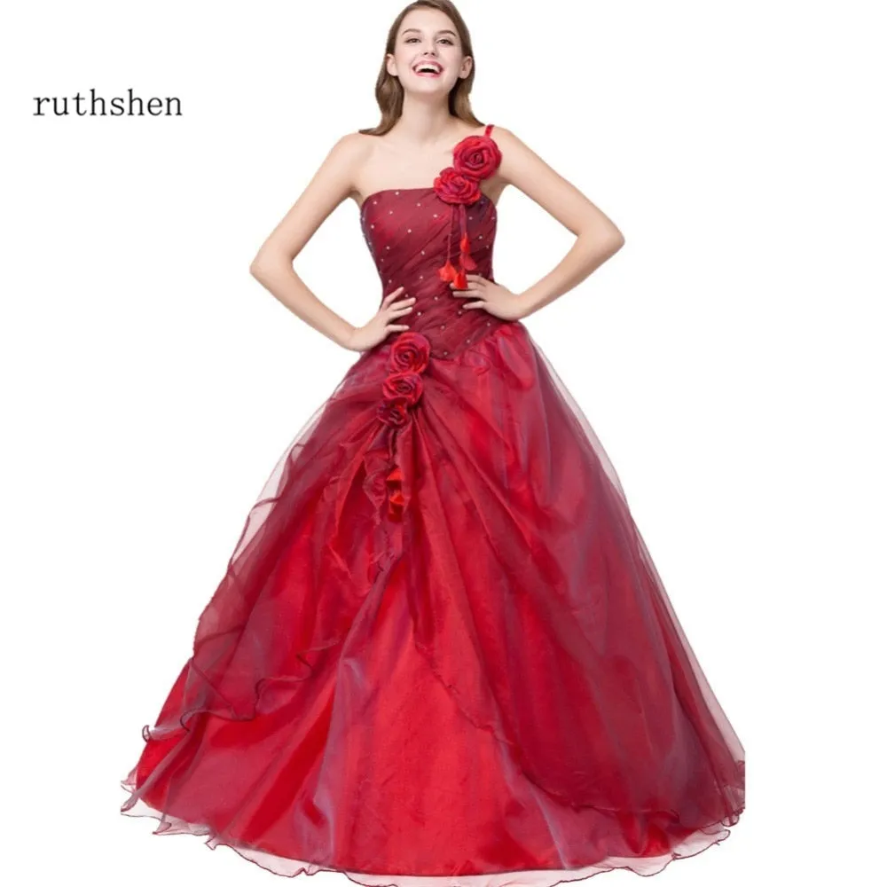 Ball Gown Quinceanera Dresses One Shoulder  Floor lenght Gowns