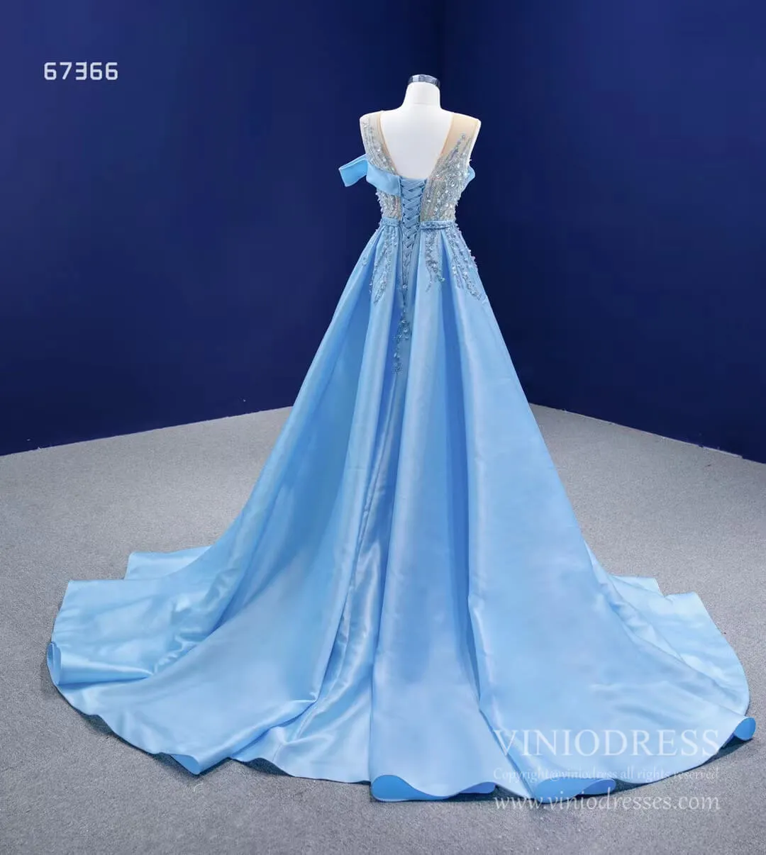 Beaded Baby Blue Overskirt Prom Dresses 2022 VINIODRESS viniodress