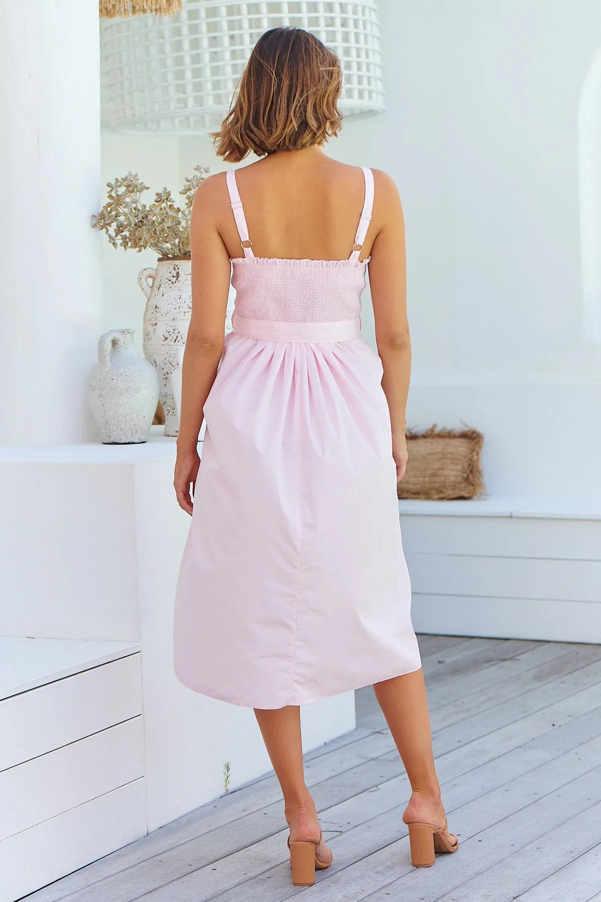 Bellamae Pink Tie Waist Singlet Maxi Dress