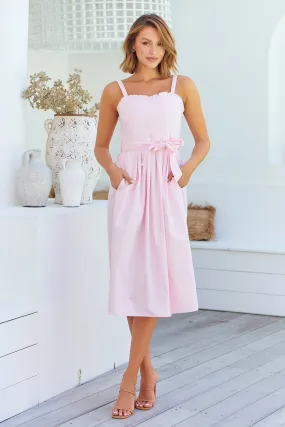 Bellamae Pink Tie Waist Singlet Maxi Dress