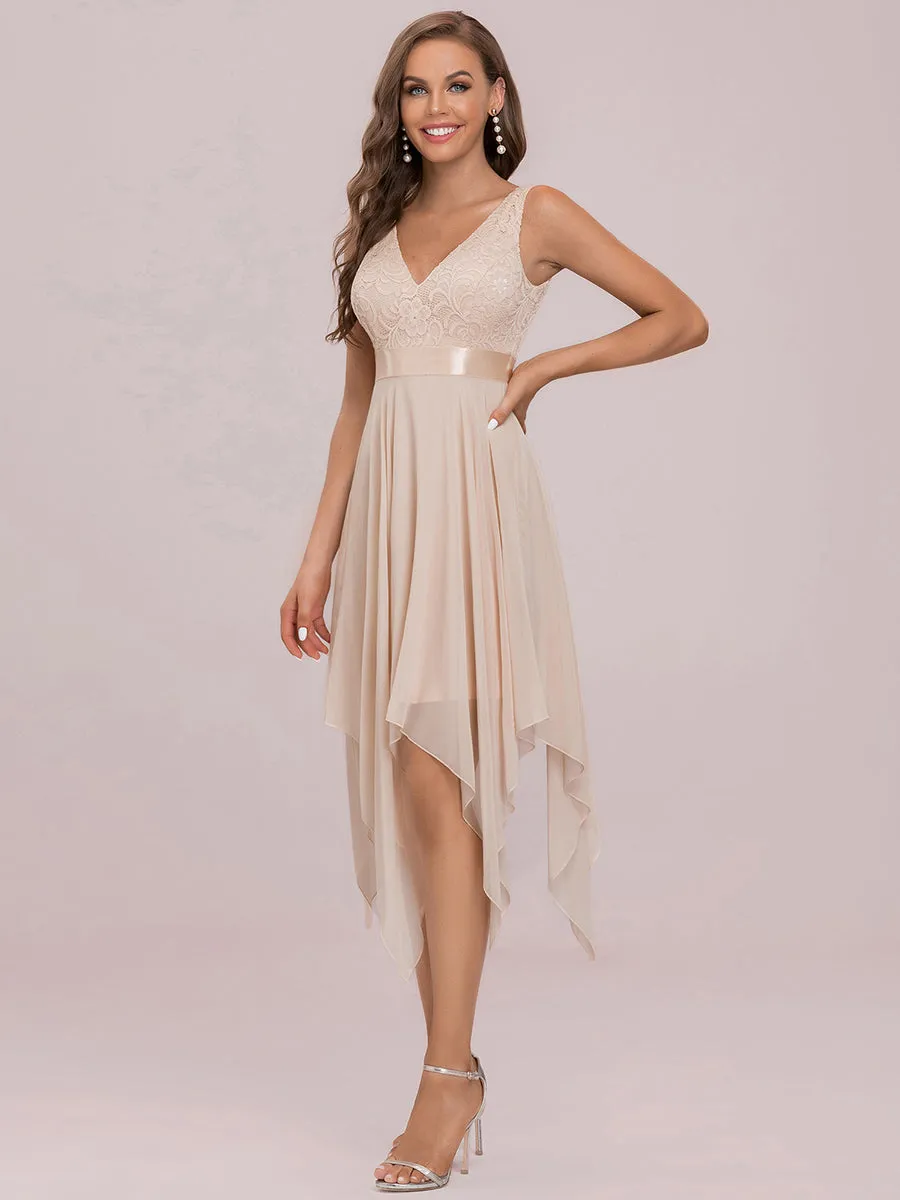 Bestsellers V Neck Lace Chiffon Homecoming Prom Dresses For Wholesale