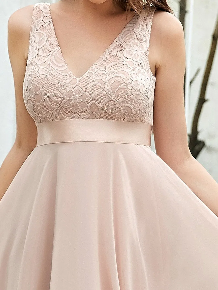 Bestsellers V Neck Lace Chiffon Homecoming Prom Dresses For Wholesale