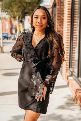 Black Dot Bow Dress