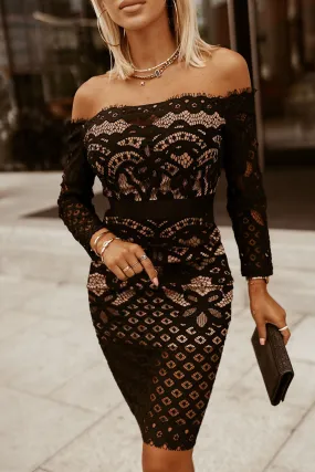 Black Lace Bodycon Dress