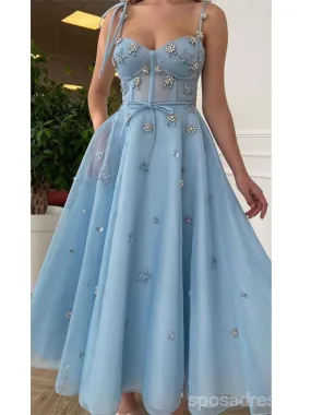 Blue A-line Spaghetti Straps Cheap Long Prom Dresses Online,Dance Dresses,12599