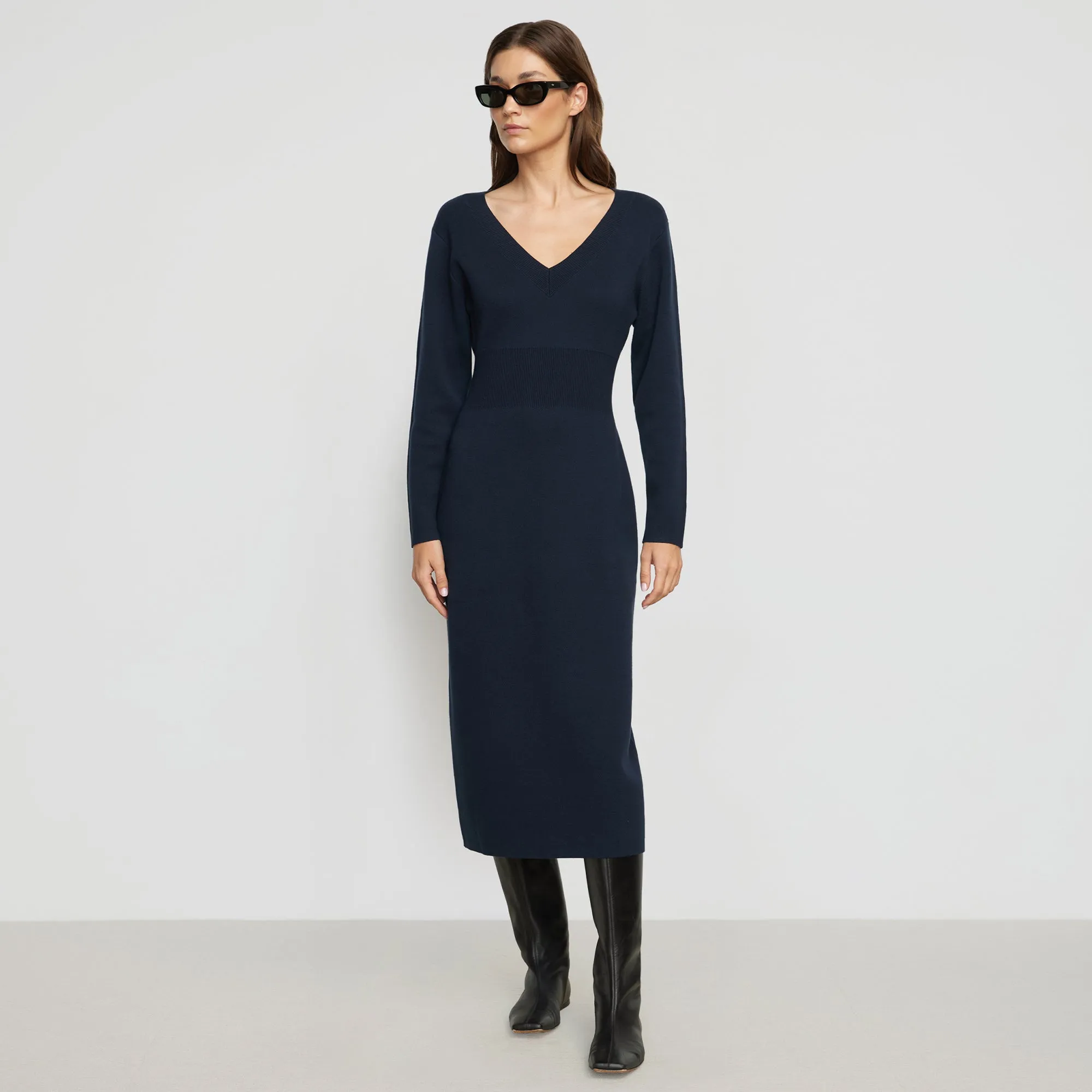 Bora Off-Shoulder V-Neck Sweater Dress