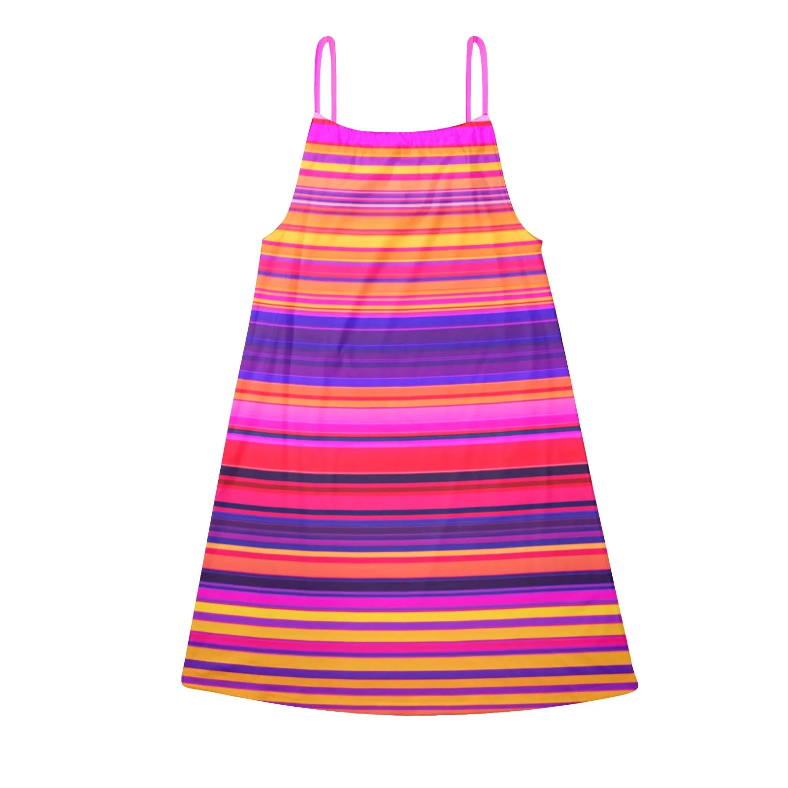 bright sunrise sunset colors print Drawstring Neck Sleeveless Dress (Model D68)