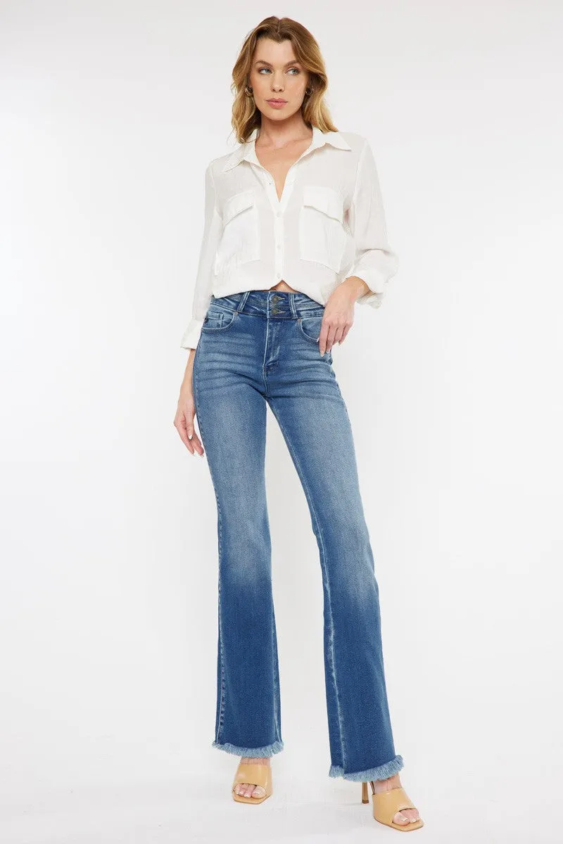 Britt - A Pair of High Rise Side Panel Bootcut Jeans