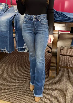 Britt - A Pair of High Rise Side Panel Bootcut Jeans