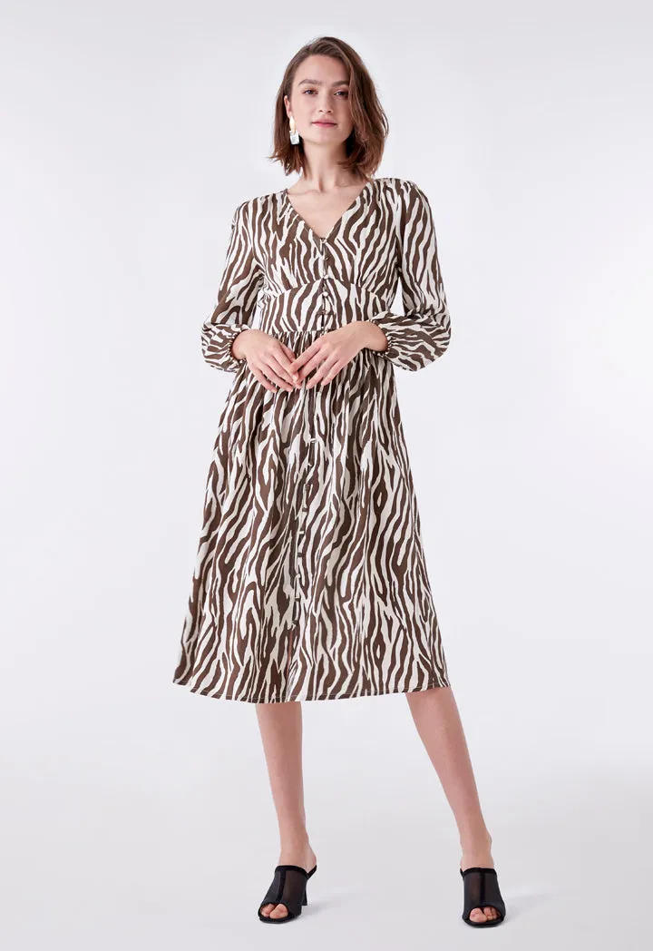 Brown Animal Print Dress