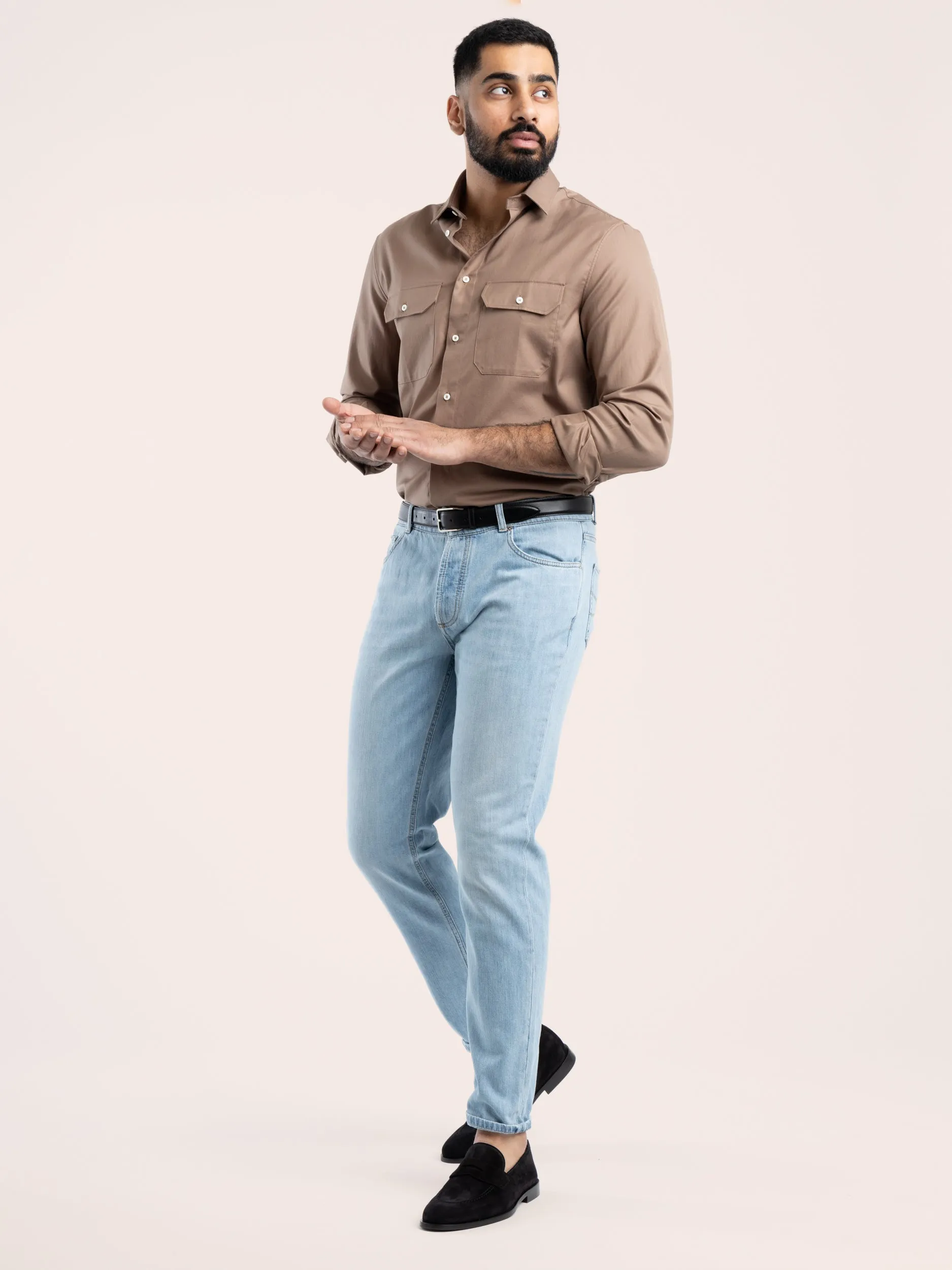 Brown Cotton Sport Shirt