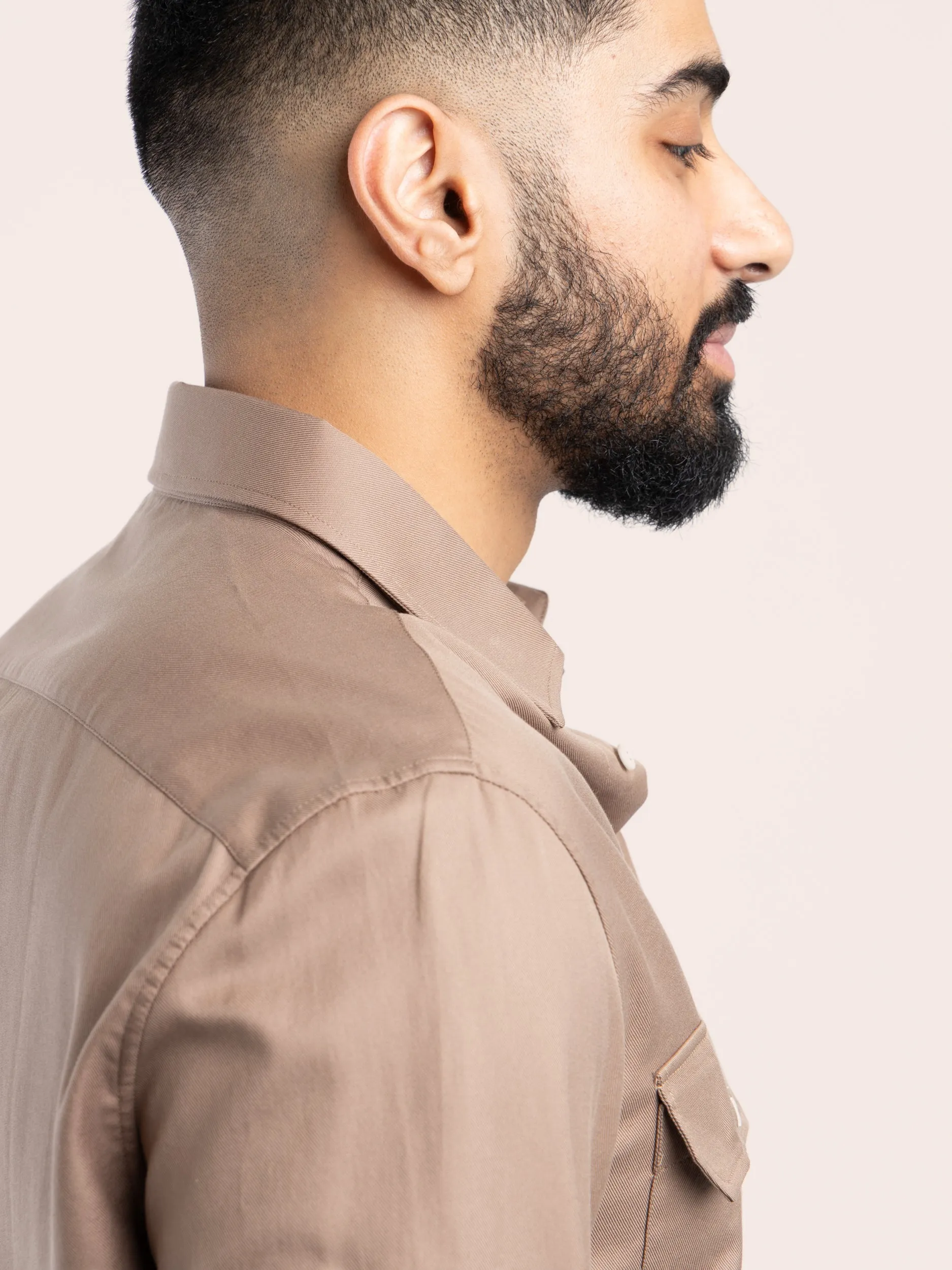 Brown Cotton Sport Shirt