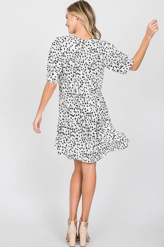 Camille Printed Dress In Ivory