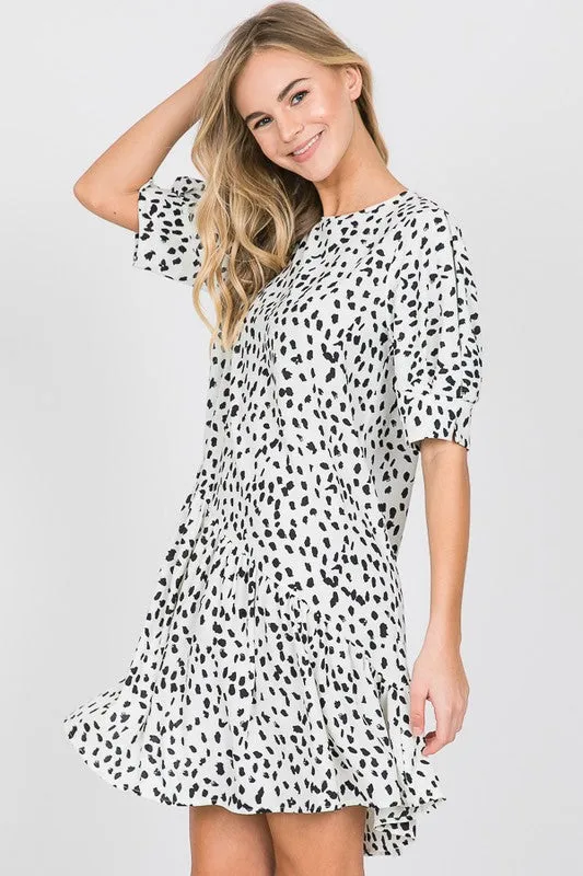 Camille Printed Dress In Ivory