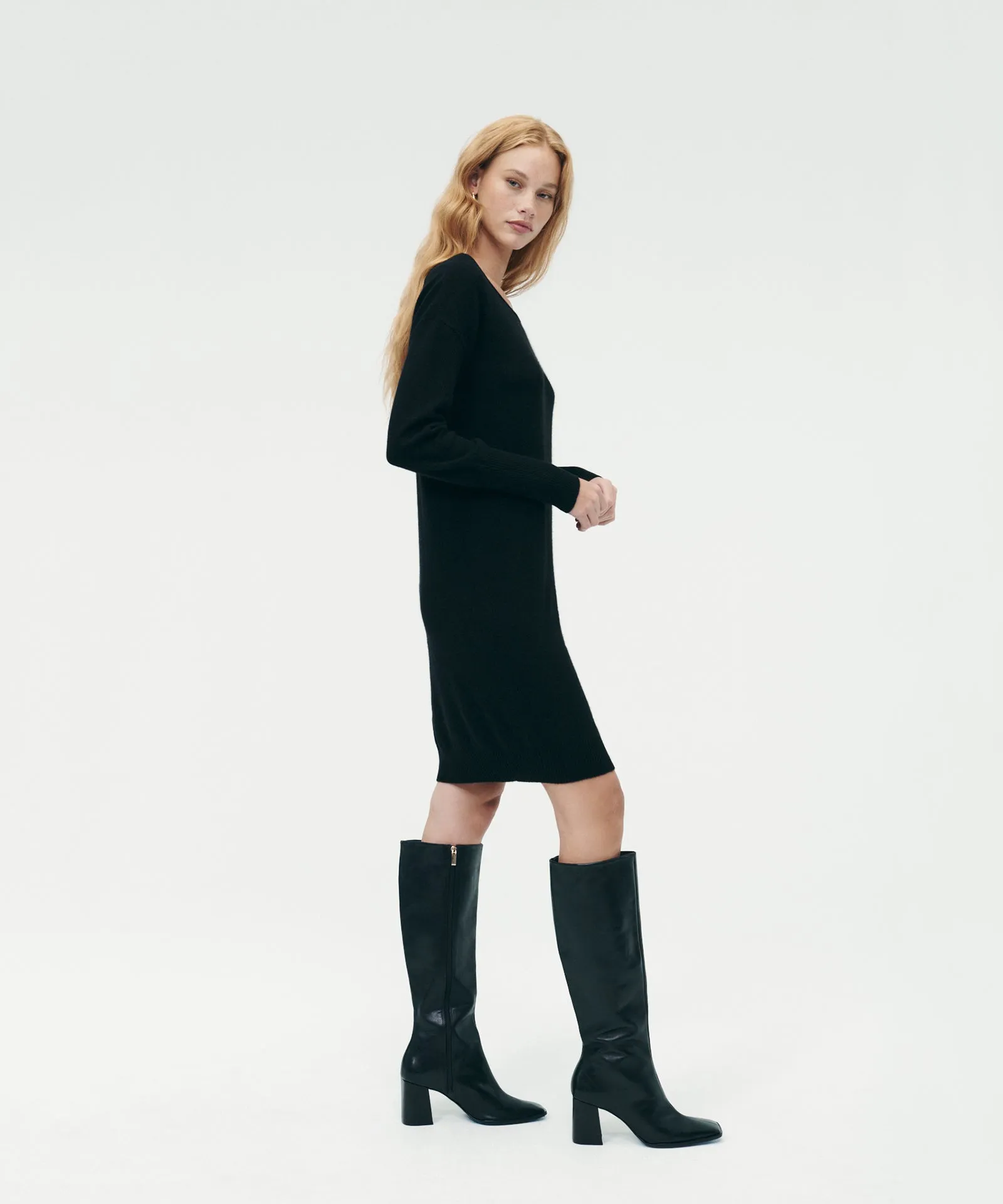 Cashmere Boatneck Mini Sweater Dress