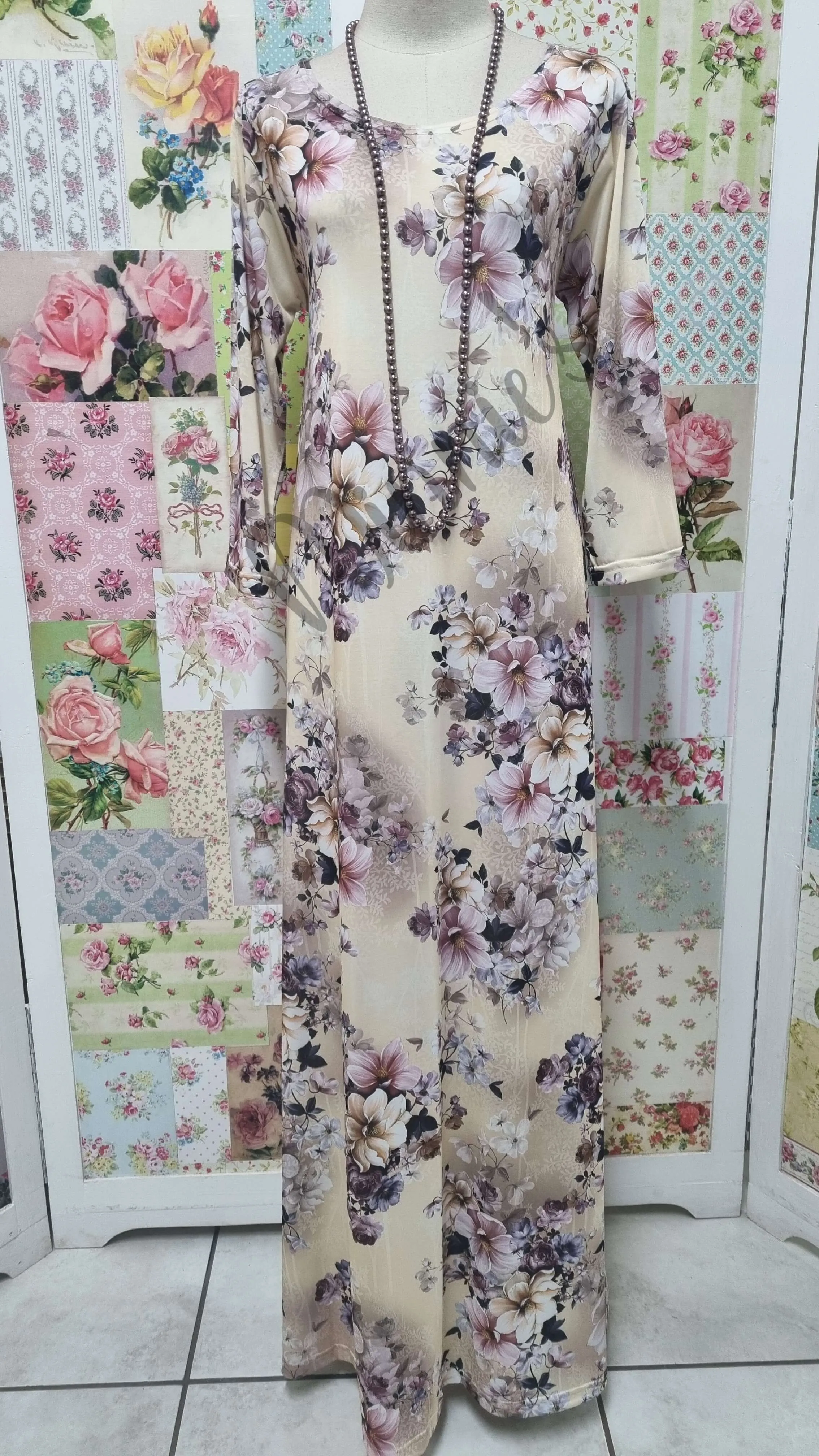 Champagne 2-Piece Floral Dress SH0100