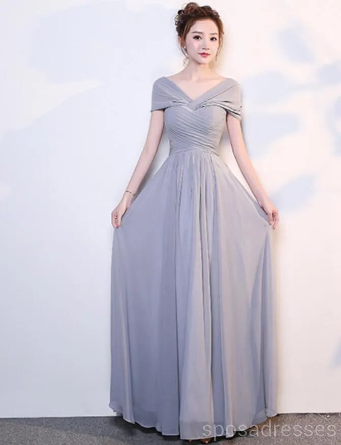 Cheap Grey Floor Length Mismatched Chiffon Bridesmaid Dresses Online, WG540