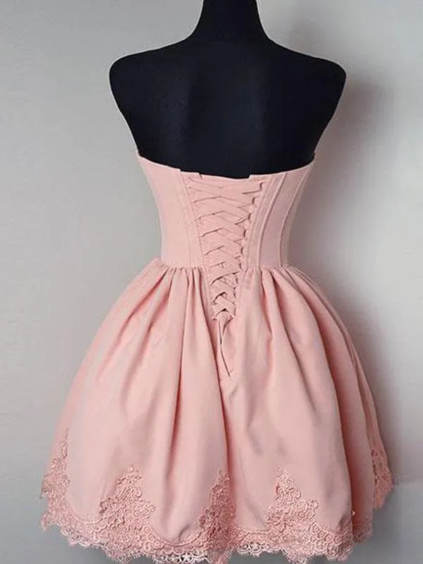 Cheap Short Simple Cute Sweetheart Pink Homecoming Dresses 2018,  BDY0179