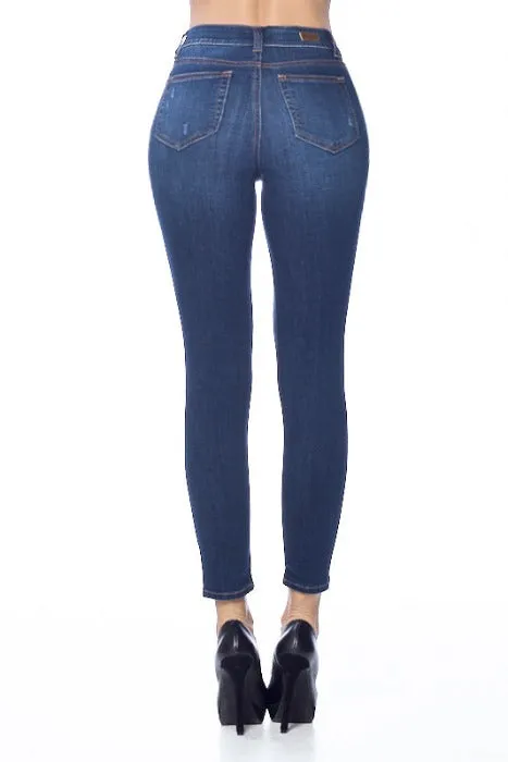 Chewed Hem High-Rise Ankle Skinny Jeans -EP3160