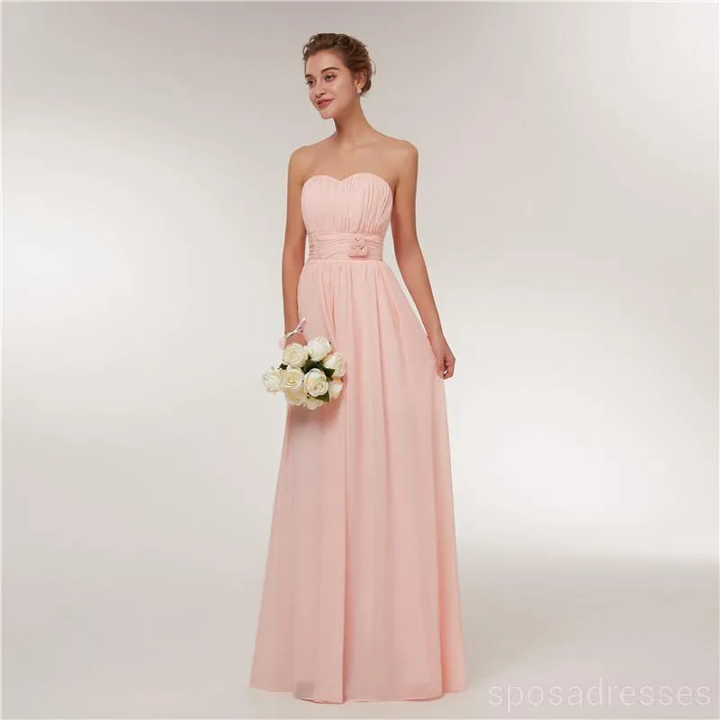 Chiffon Blush Pink Floor Length Mismatched Cheap Bridesmaid Dresses , WG520