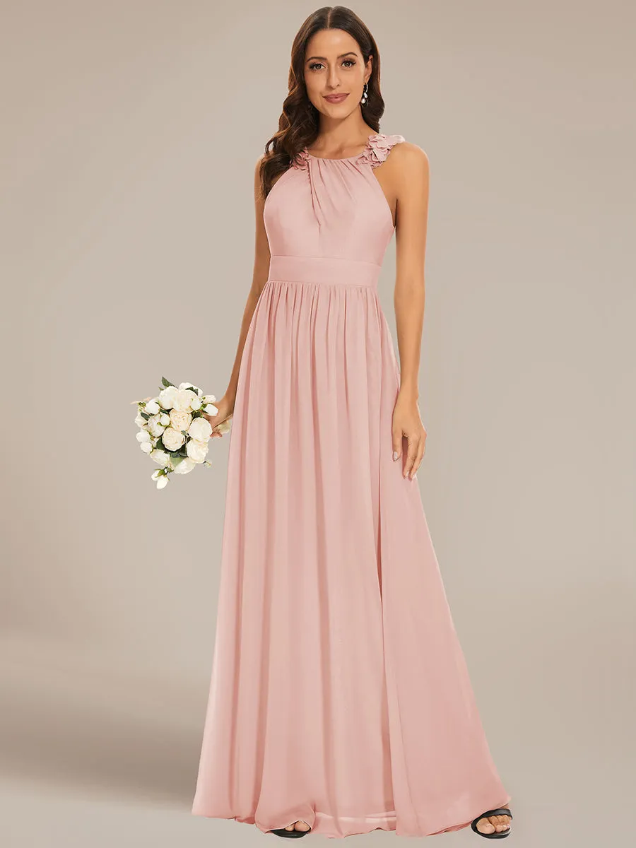 Cold Shoulder Appliques Wholesale Chiffon Bridesmaid Dress