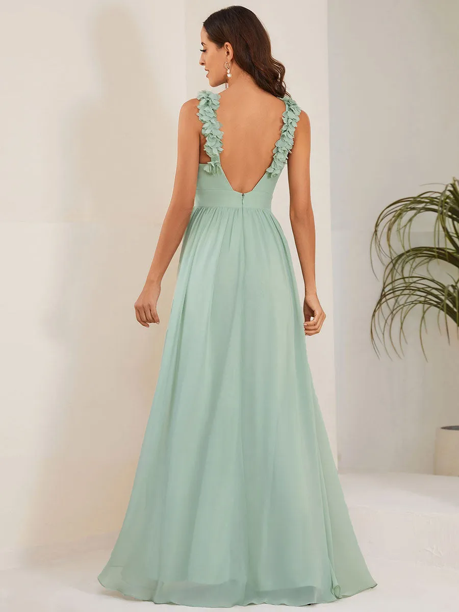 Cold Shoulder Appliques Wholesale Chiffon Bridesmaid Dress