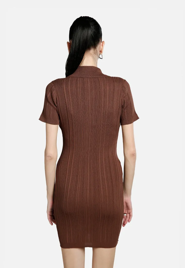 Collared Bodycon Sweater Dress