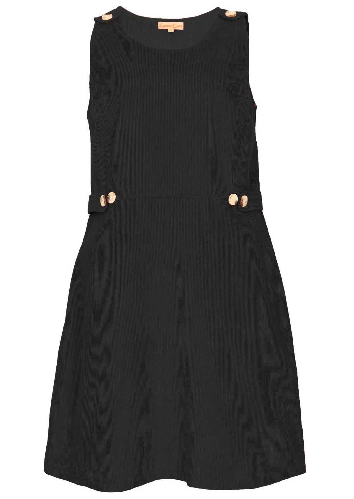 Cord Button Dress Black