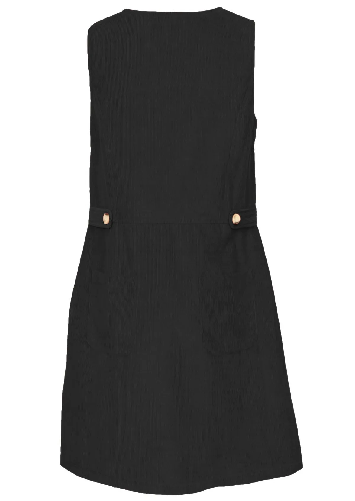 Cord Button Dress Black