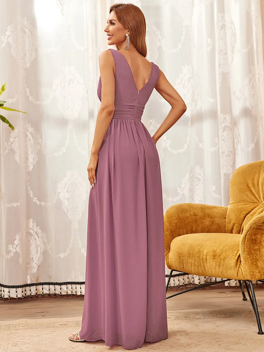 Custom Size Double V-Neck Elegant Maxi Long Wholesale Evening Dresses