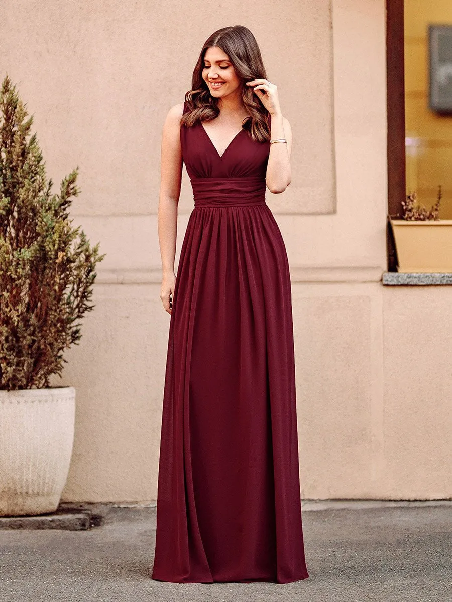 Custom Size Double V-Neck Elegant Maxi Long Wholesale Evening Dresses