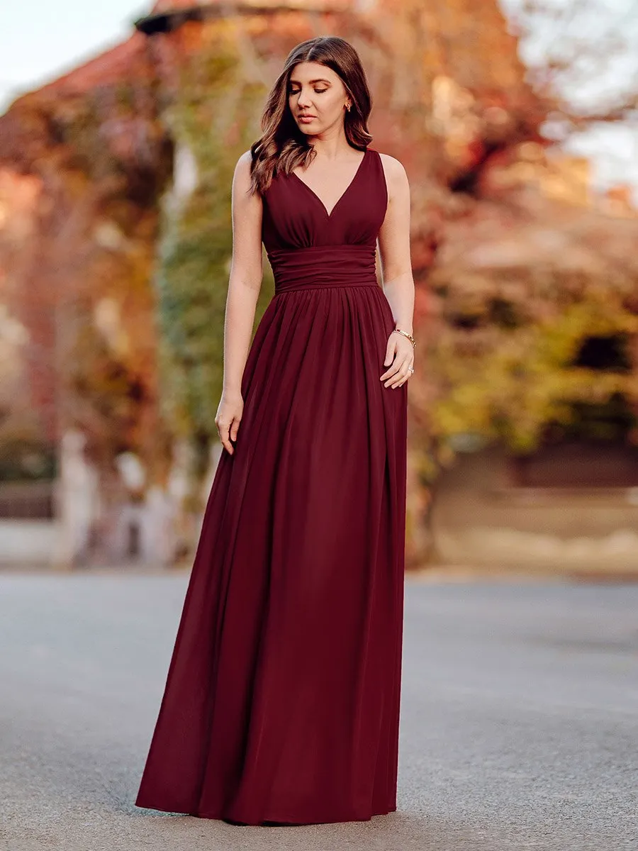 Custom Size Double V-Neck Elegant Maxi Long Wholesale Evening Dresses