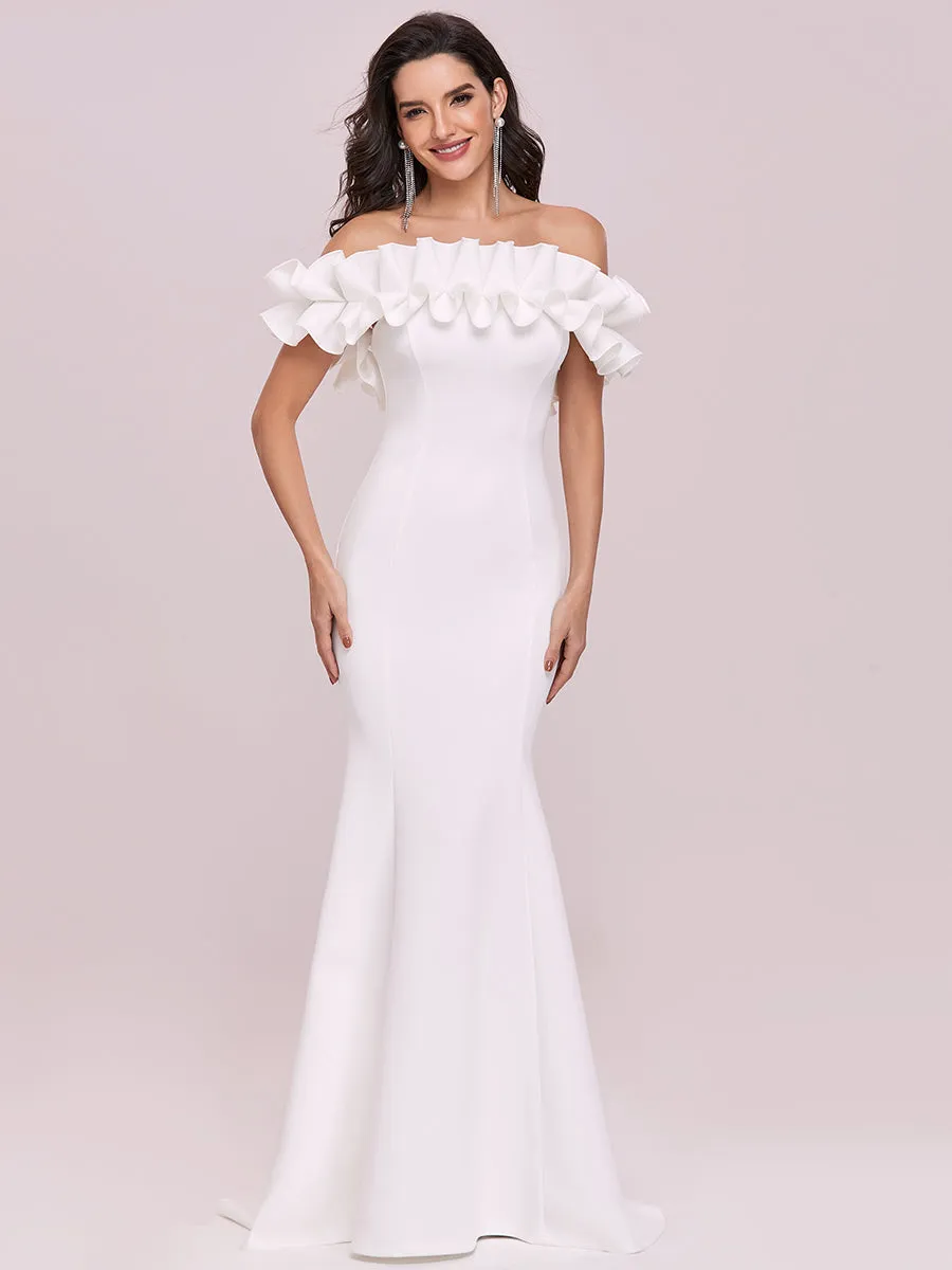 Cute Wholesale Ruffled Off Shoulder Long Fishtail Evening Dress