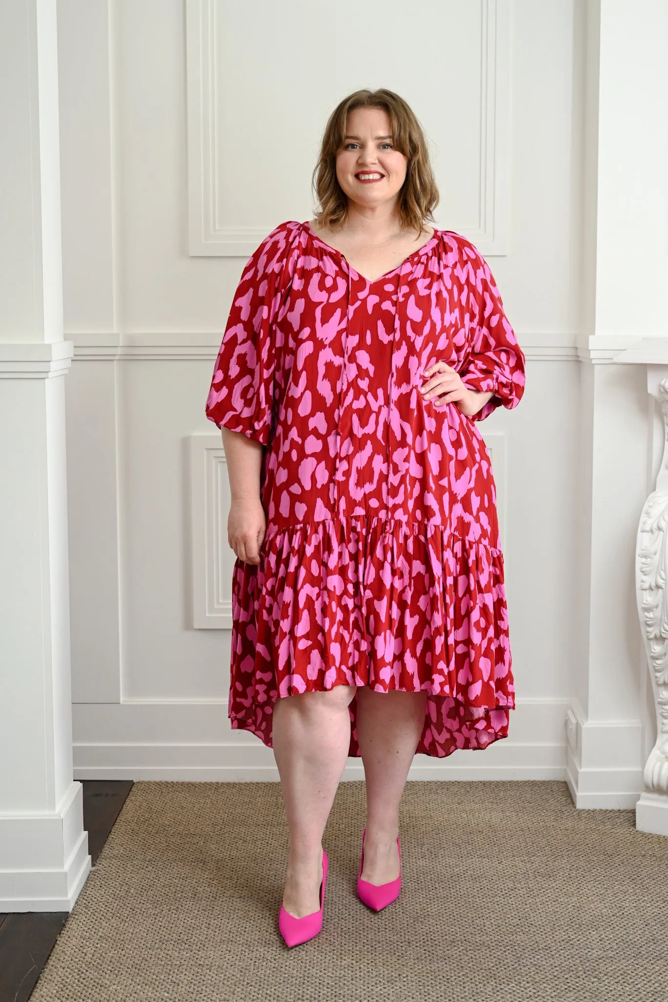 Darcy Dress - Red & Pink